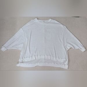 We The Free By Free People Waffle Batwing White Textured High/low Top White Sz S